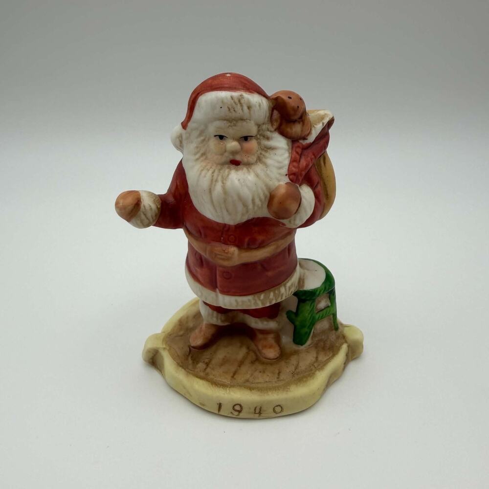 Santa Through The Years 1940 Jolly Old St. Nick Santa Hand Painted 1990 Vintage